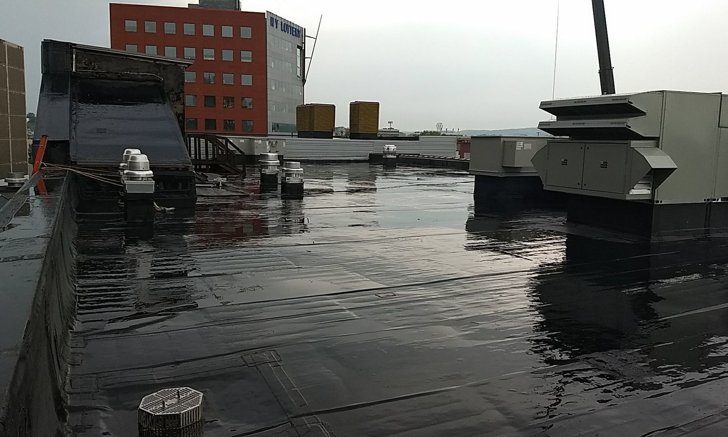 black flat commercial roofing